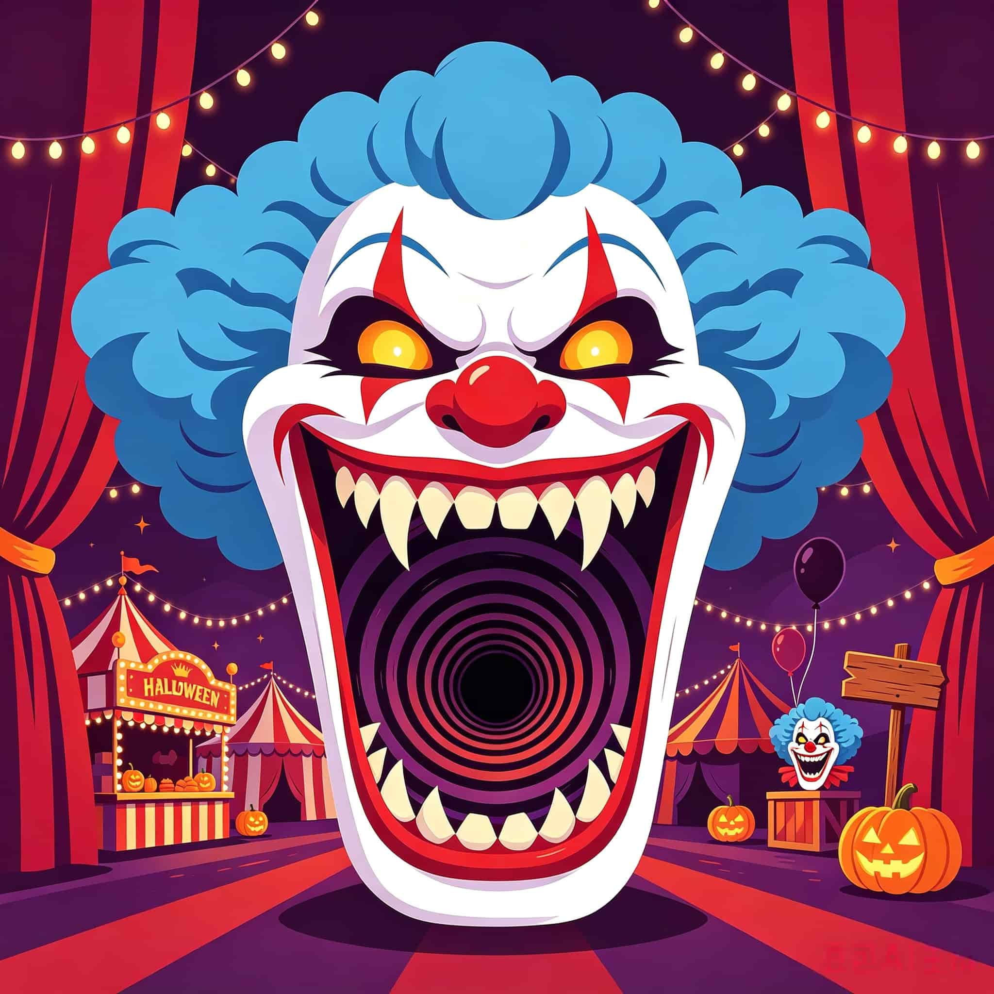 Pastel Halloween Garage Door Decor Creepy Clown Carnival Entrance Halloween Garage Door Decor CSH68-4-1 car