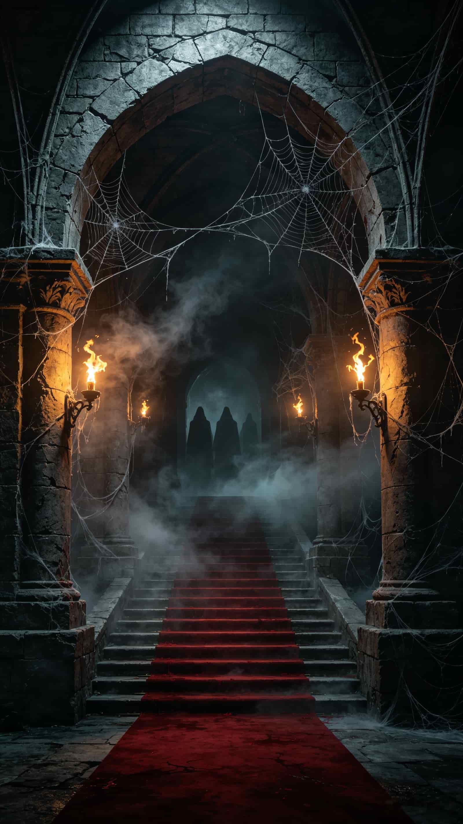Vampire Castle Door Cobweb Torchway Staircase Halloween Front Door Banner CSH68-41