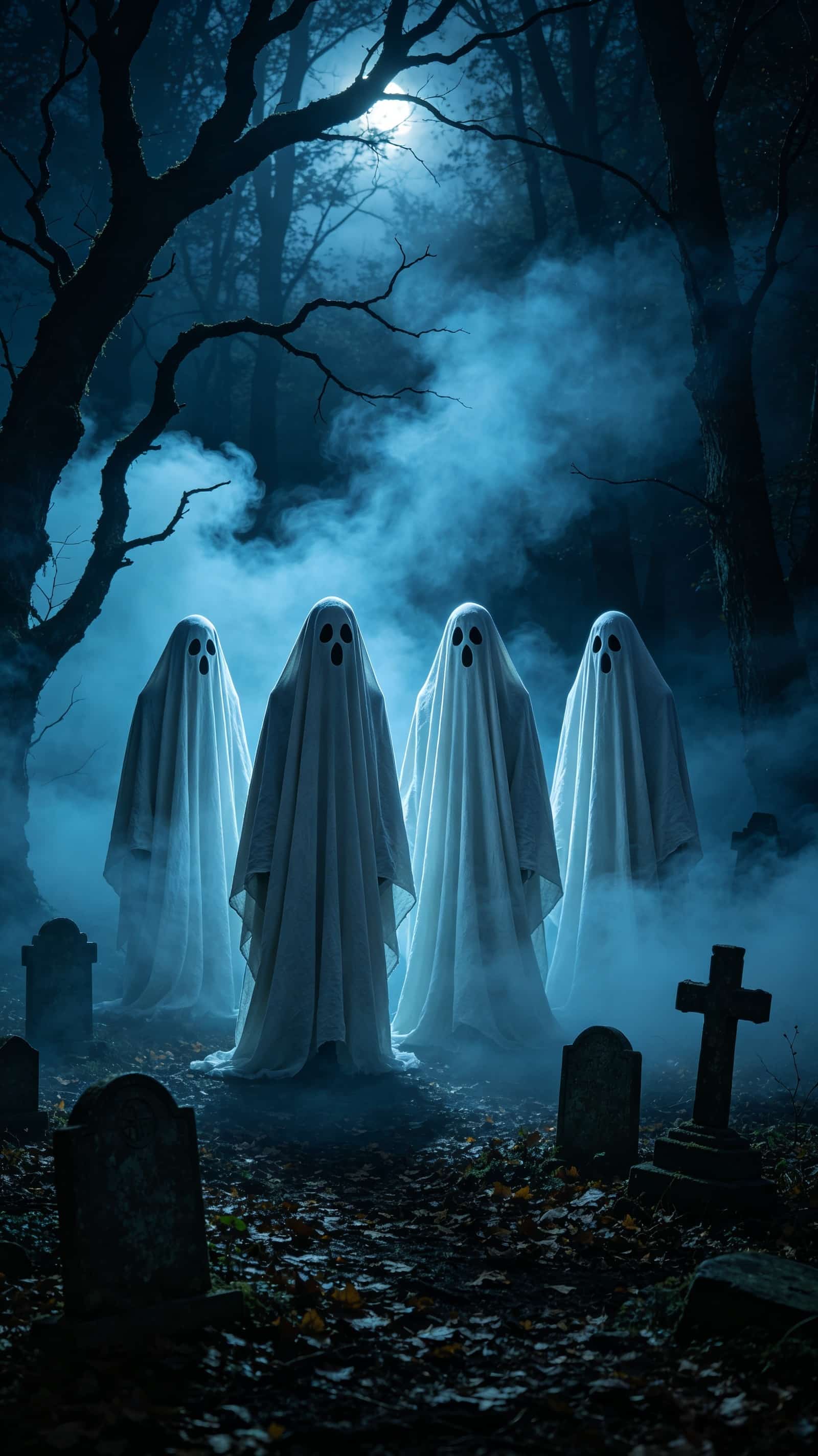 Haunted Forest Door Moonlit Ghost Gathering Halloween Front Door Decoration CSH68-43