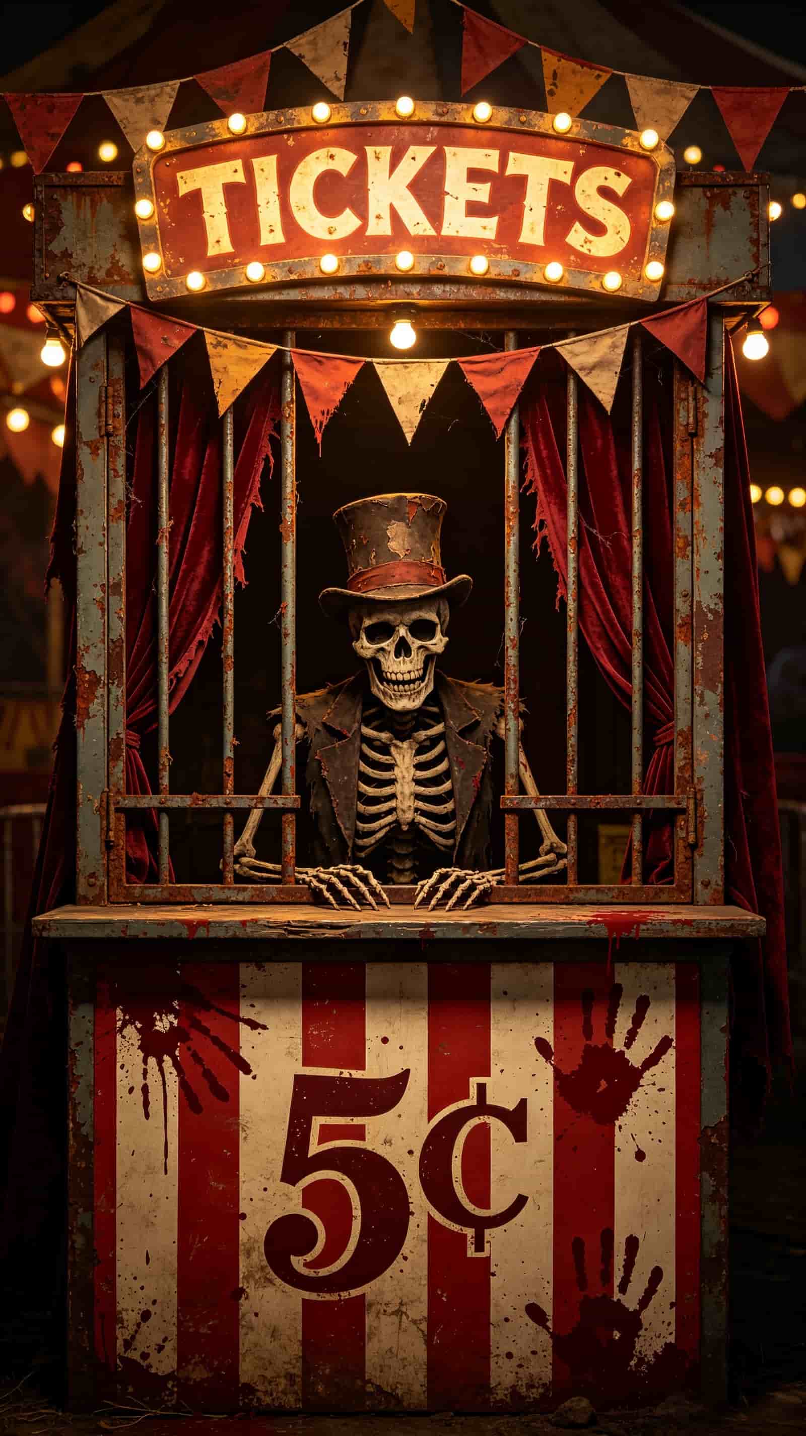Spooky Carnival Door Skeleton Ticket Booth Halloween Bedroom Door Cover CSH68-44