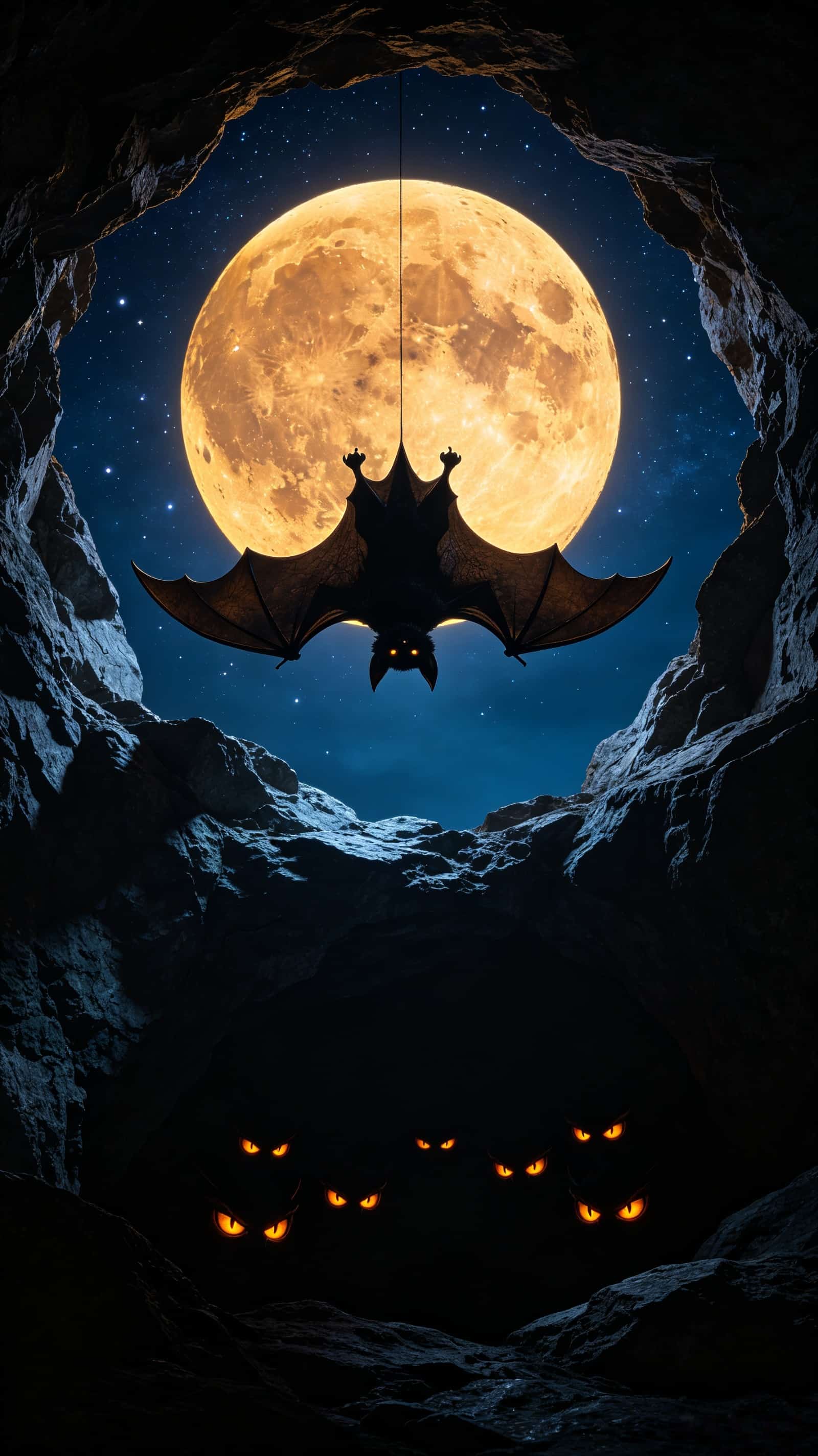 Bat Cave Door Full Moon Night Stone Cave Halloween Outdoor Door Cover CSH68-48