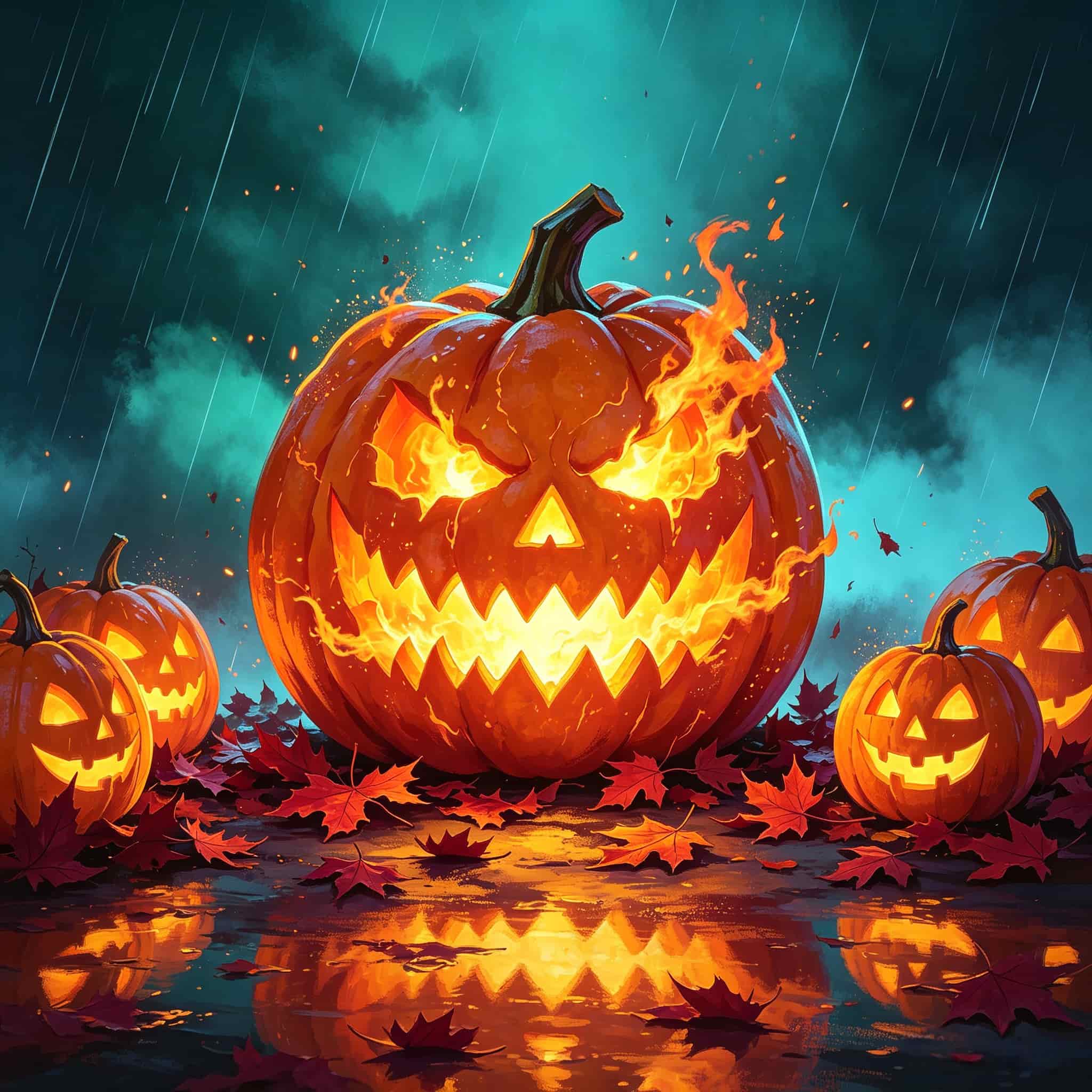 Pumpkin Halloween Garage Door Cover Jack O Lanterns Rainy Night Halloween Garage Door Cover CSH68-5-1 car