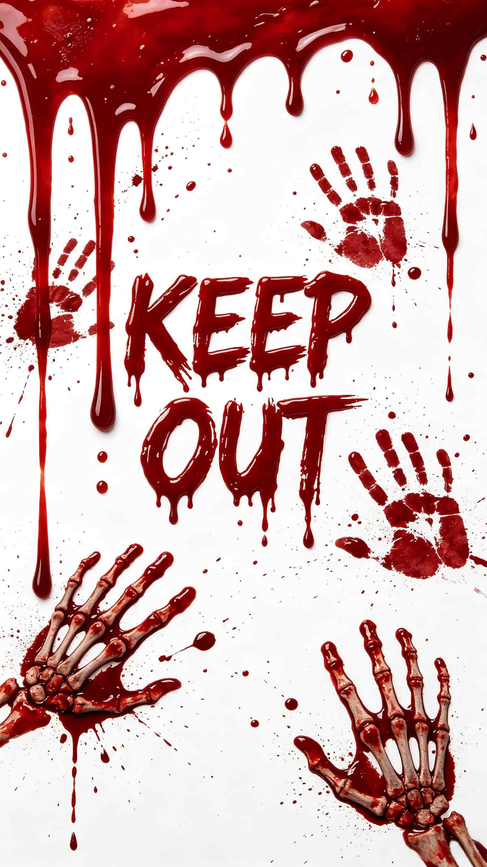 Bloody Handprint Door Creepy Warning Handprints Halloween Front Door Poster CSH68-51