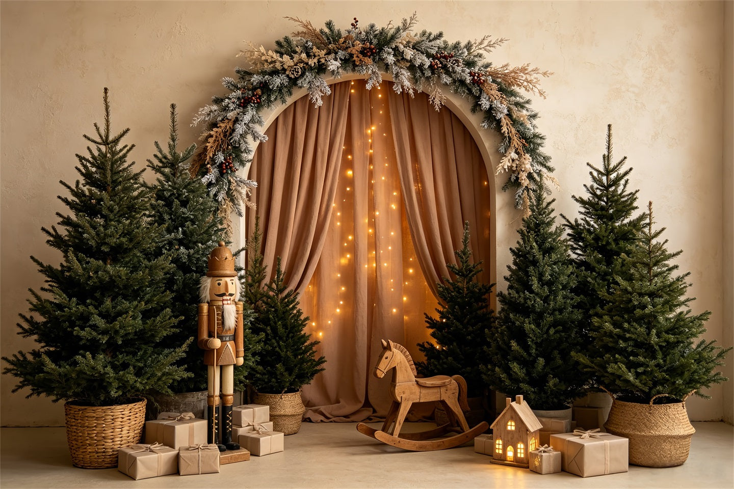 Christmas Tree Backdrop Woodland Arch Nutcracker Professional Christmas Backdrops CSH68-58