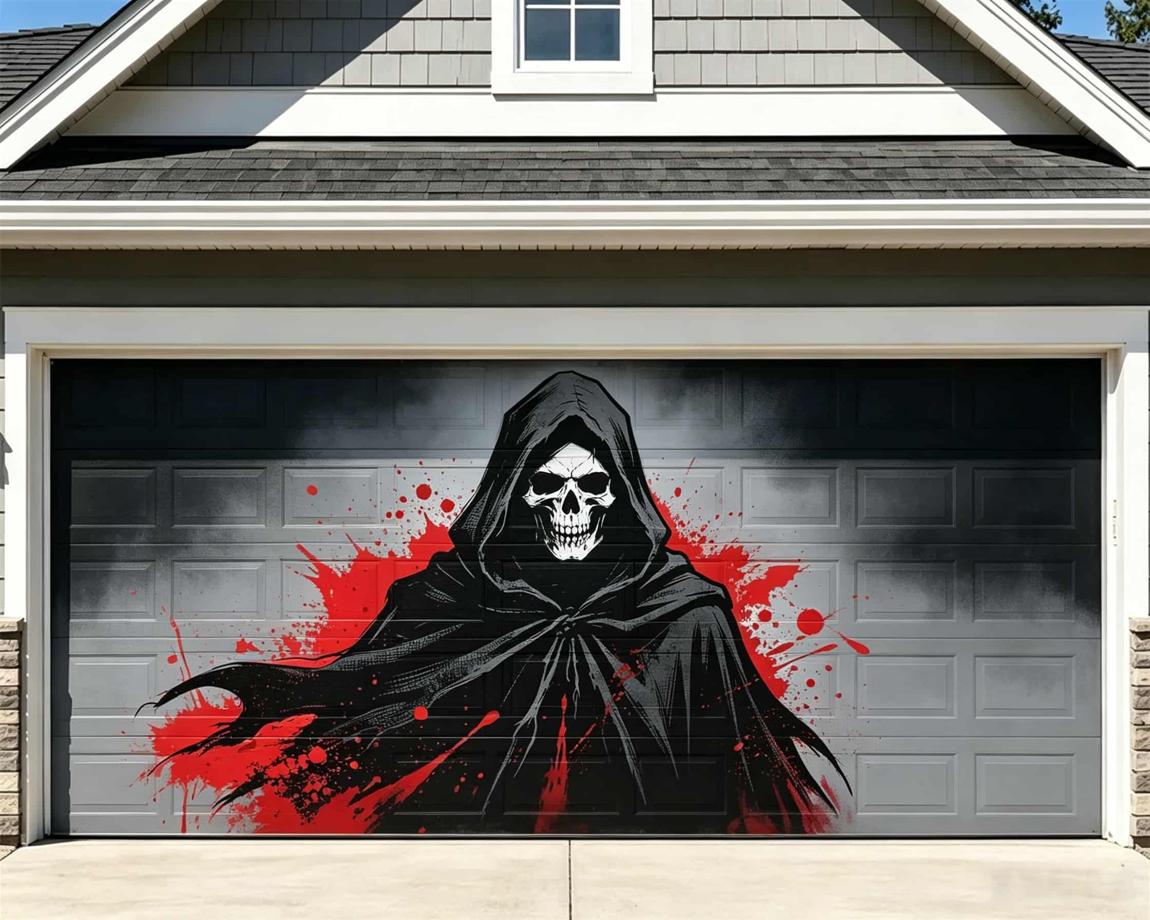 Ghost Halloween Garage Door Cover Grim Reaper Blood Splatter Halloween Garage Door Decoration CSH68-6-2 car