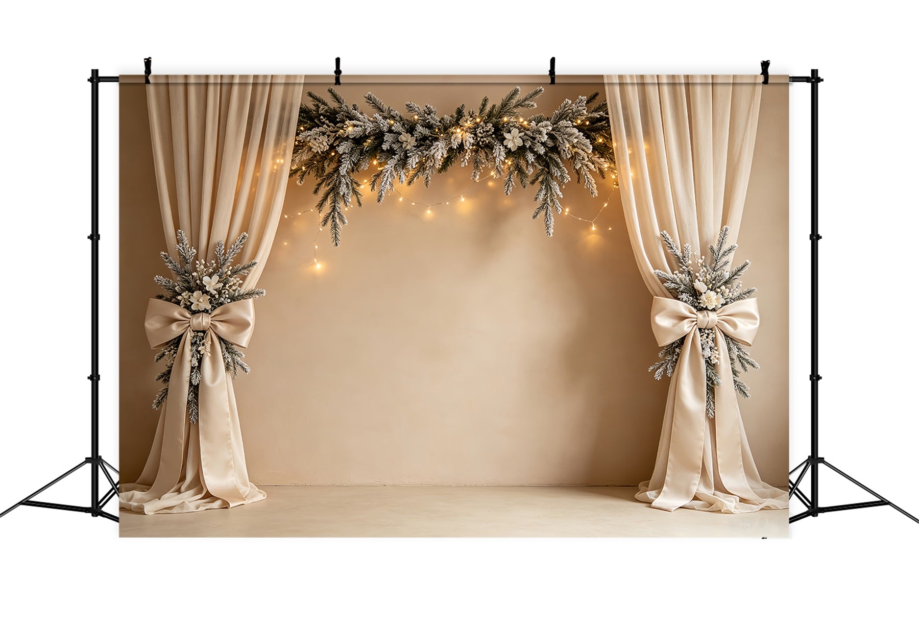 Simple Christmas Backdrop Elegant Snowy Garland Curtain Christmas Indoor Backdrop CSH68-81