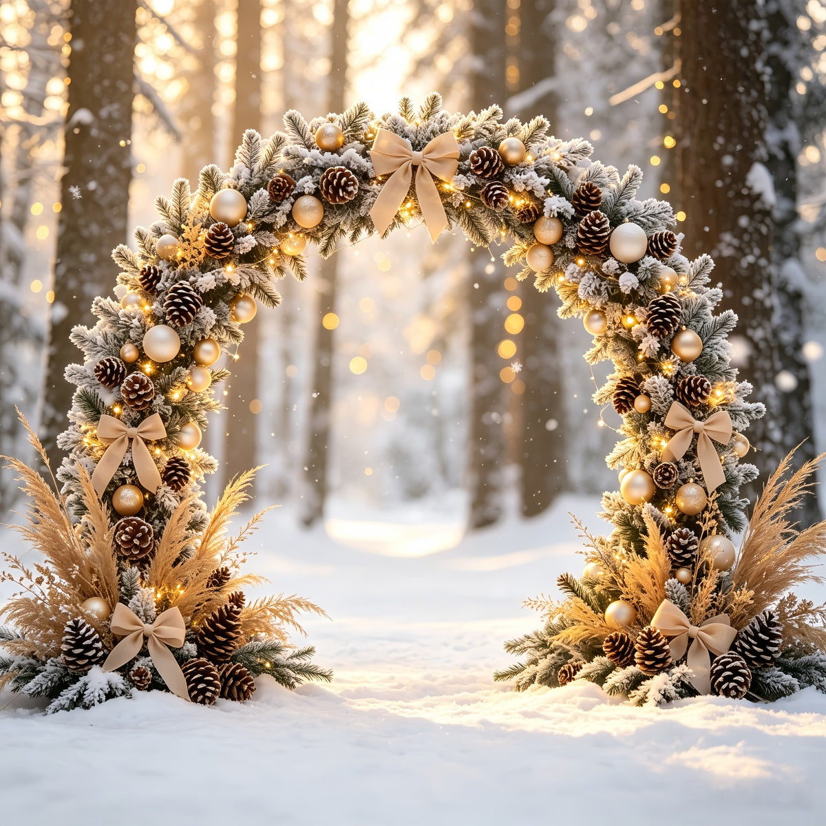 Christmas Bokeh Backdrop Frosted Forest Archway Wall Backdrop Christmas CSH68-84