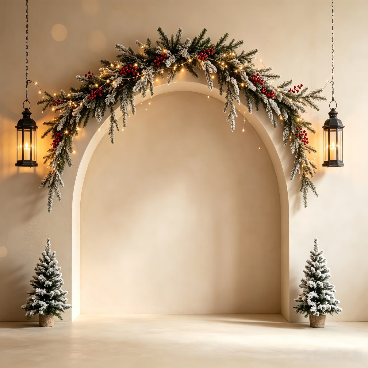 Boho Christmas Backdrop Elegant Garland Archway Christmas Backdrop CSH68-89