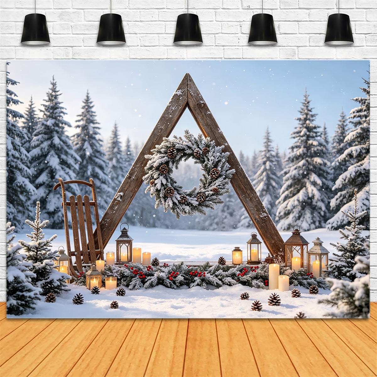 Christmas Forest Backdrop Snowy Woodland Archway Christmas Photography Backdrops CSH68-96