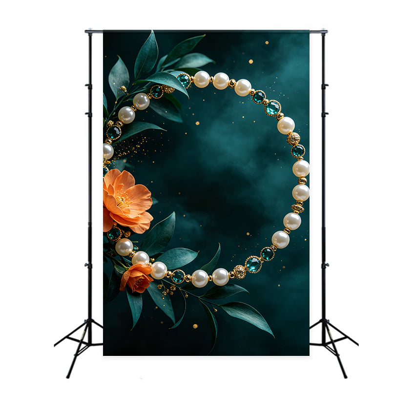 Xmas Backdrop Pearl Jewel Floral Frame Christmas Themed Backdrops CSH69-104