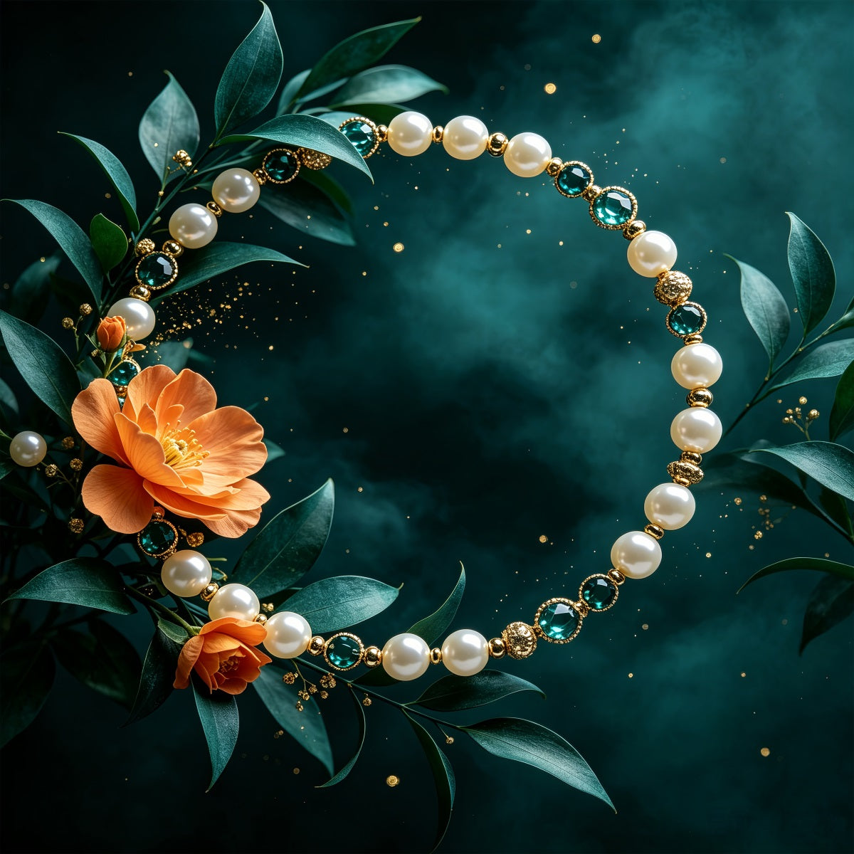 Xmas Backdrop Pearl Jewel Floral Frame Christmas Themed Backdrops CSH69-104