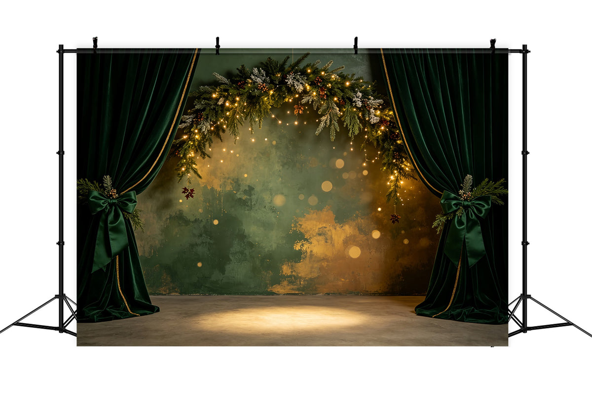 Christmas Wall Backdrop Emerald Velvet Garland Arch Christmas Indoor Backdrop CSH69-18