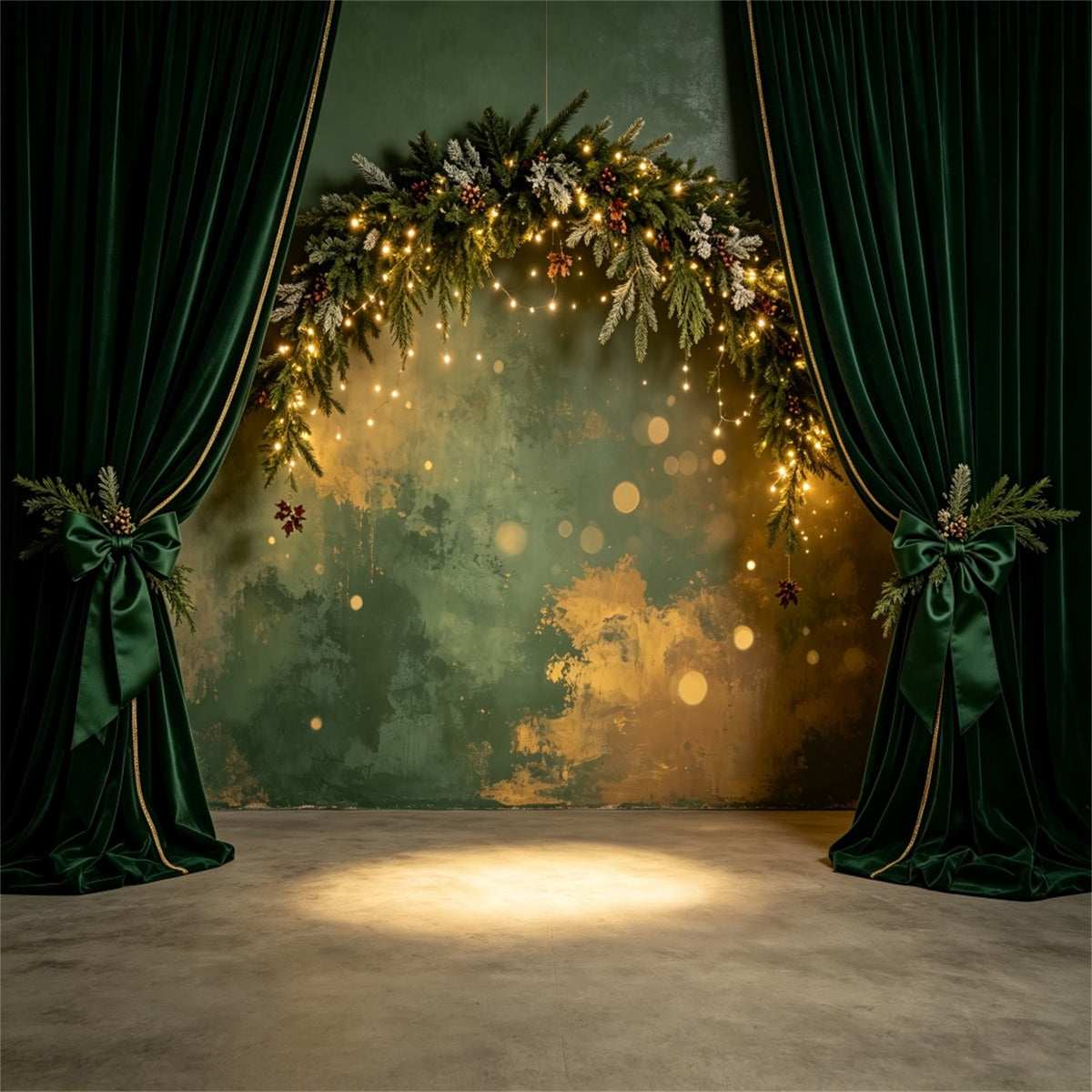 Christmas Wall Backdrop Emerald Velvet Garland Arch Christmas Indoor Backdrop CSH69-18