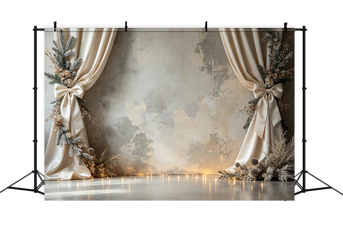 Christmas Wall Backdrops Ivory Draped Floral Arch Indoor Christmas Backdrops CSH69-19