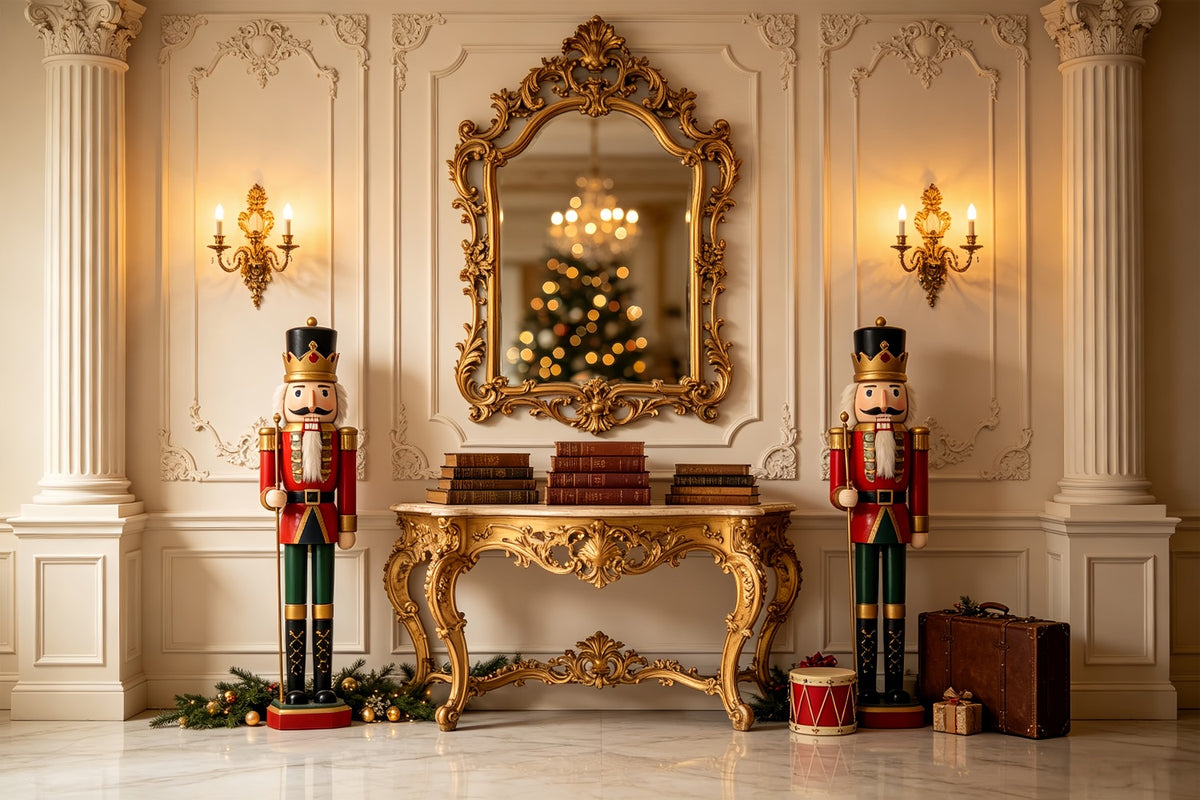 Christmas Nutcracker Backdrop Mirror Console Display Photo Backdrop Christmas CSH69-34