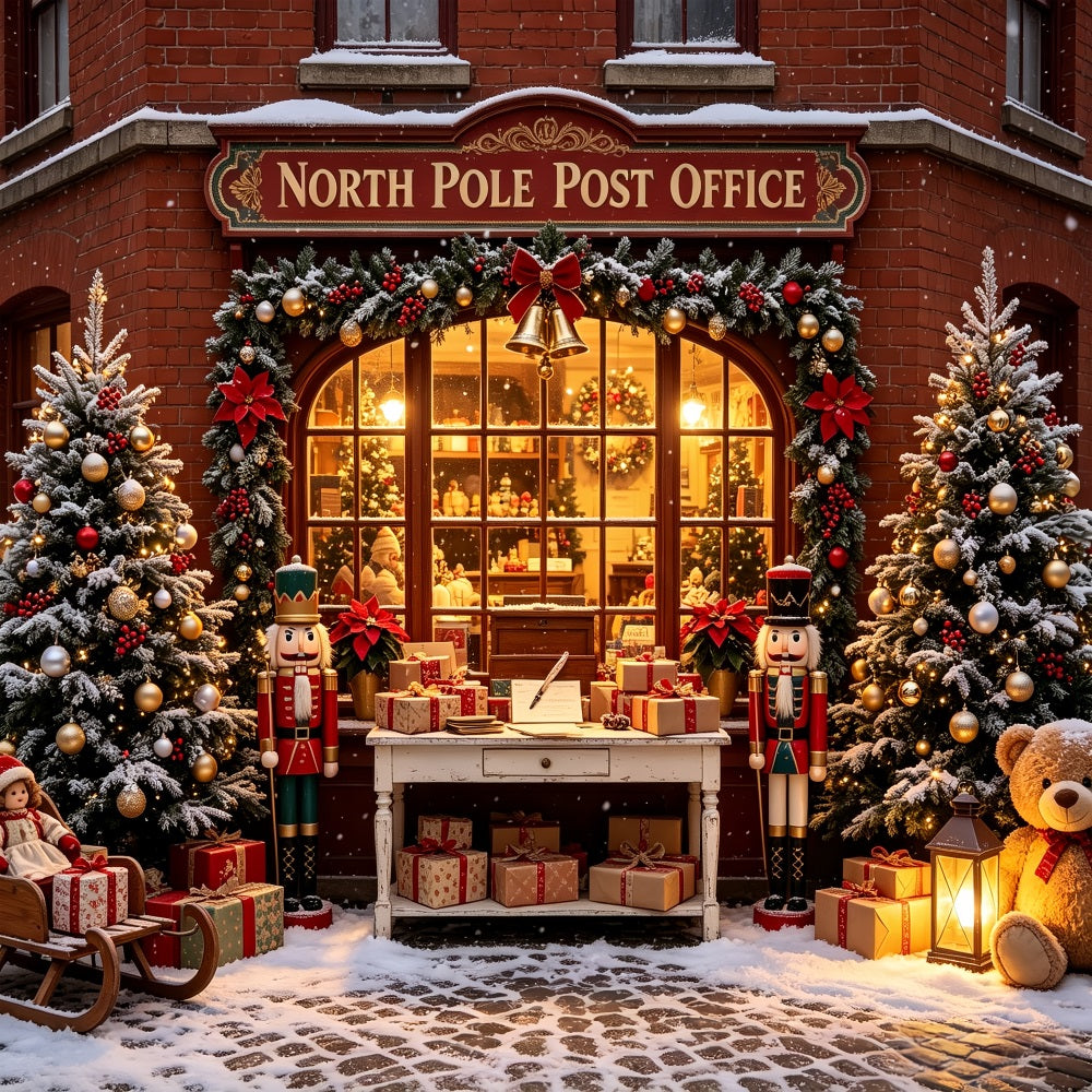 Outdoor Christmas Backdrop North Pole Post Office Photography Backdrops Christmas CSH69-4