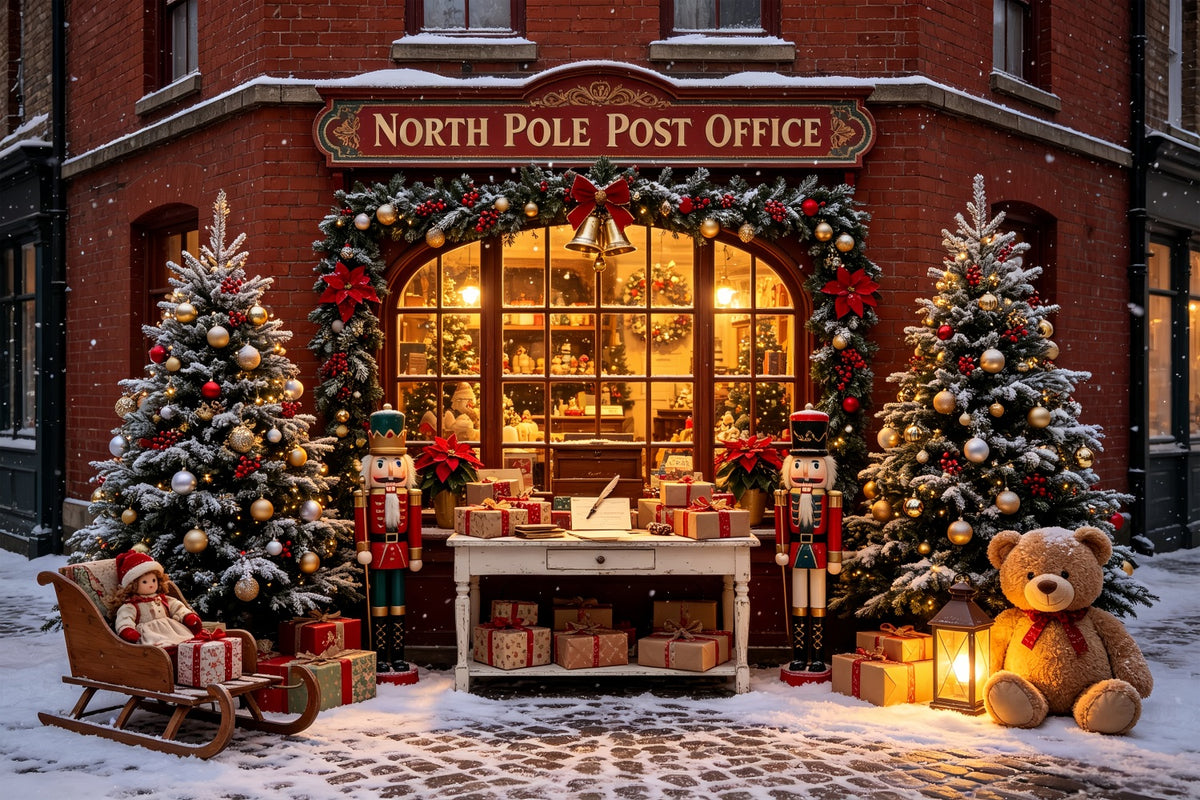 Outdoor Christmas Backdrop North Pole Post Office Photography Backdrops Christmas CSH69-4