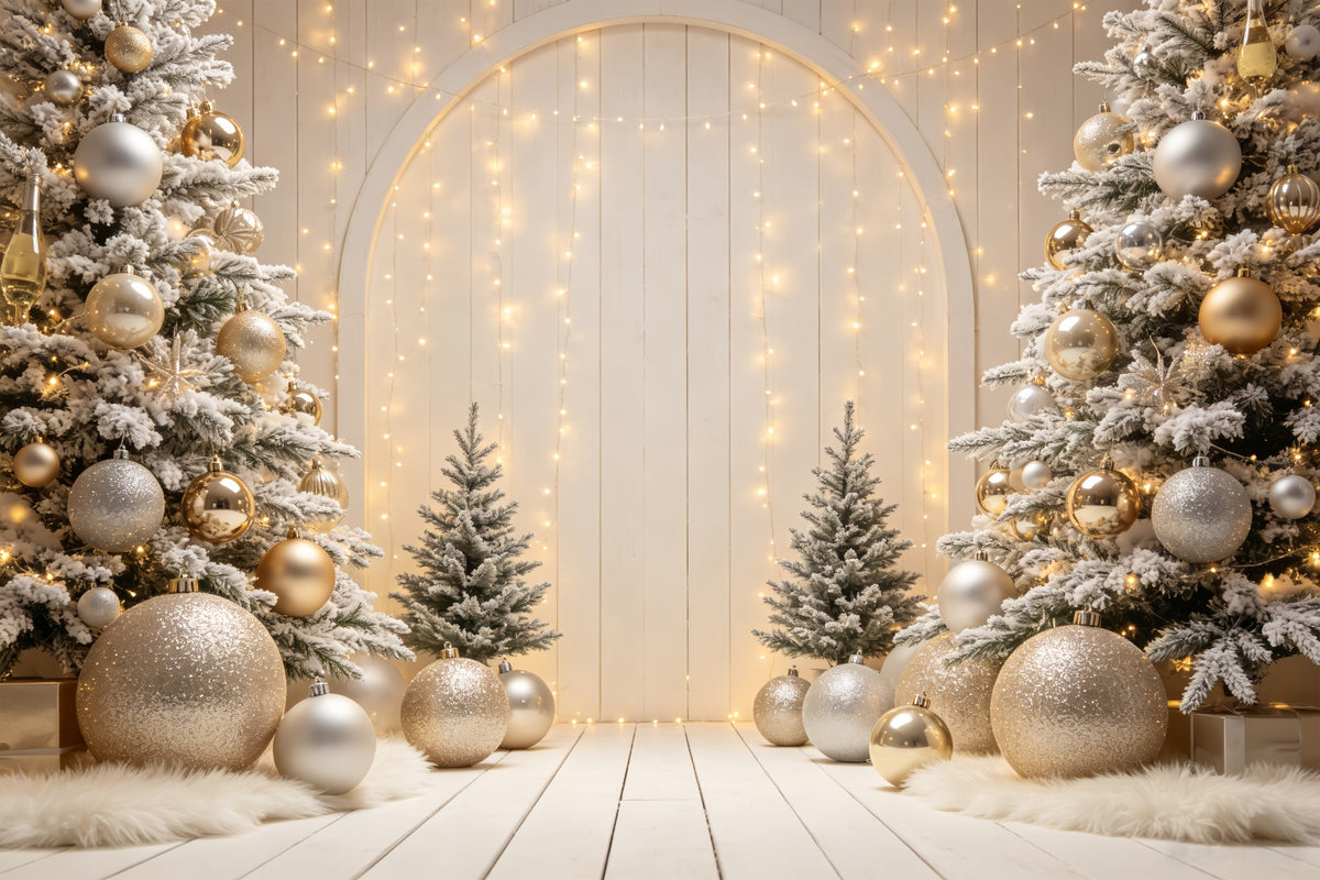 Xmas Backdrop Golden Ornament Arch Display Christmas Portrait Backdrop CSH69-56