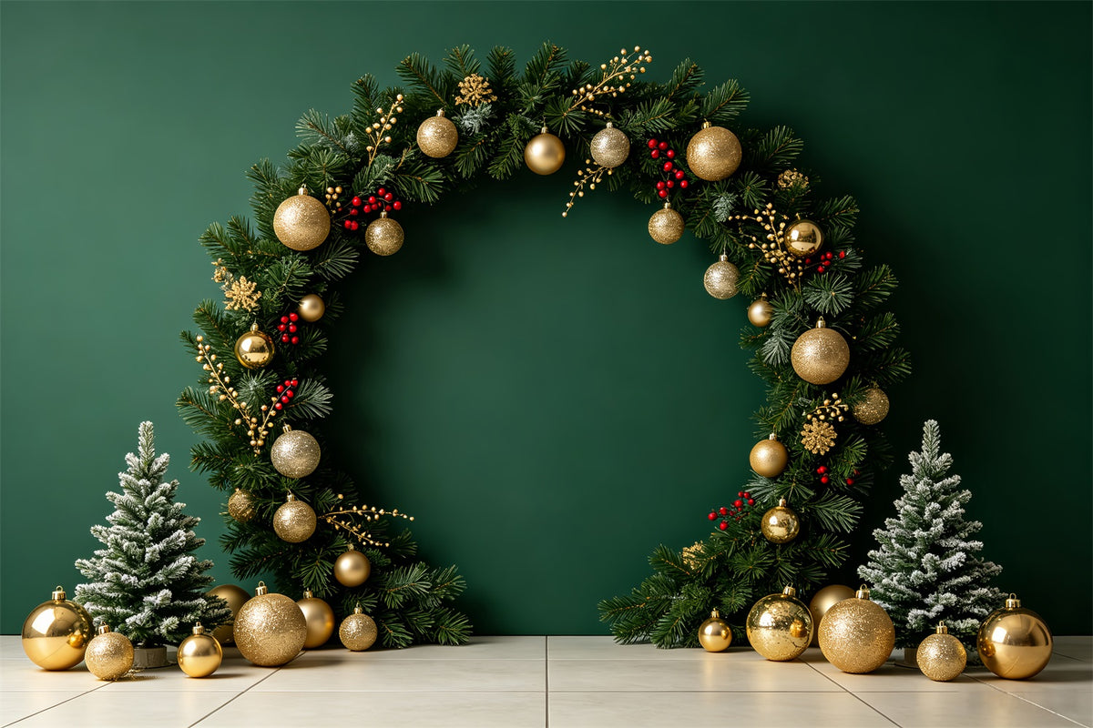 Christmas Photo Backdrops Green Ornament Arch Display Christmas Portrait Backdrop CSH69-60