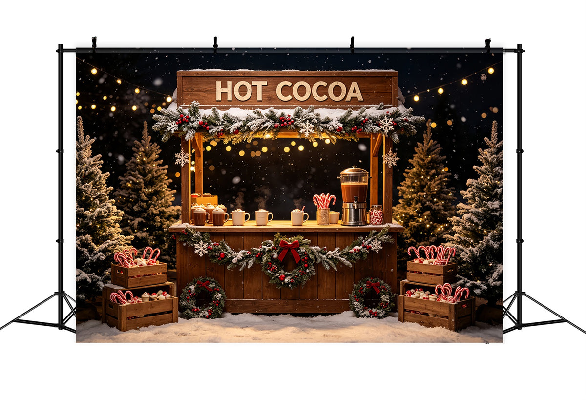 Christmas Party Backdrop Hot Cocoa Stand Display Xmas Backdrop CSH69-63