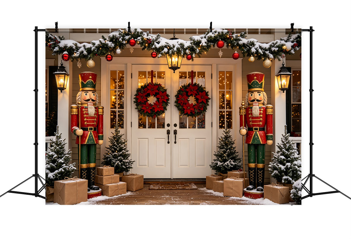 Nutcracker Photo Backdrop Porch Wreath Door Entrance Nutcracker Backdrops CSH69-64