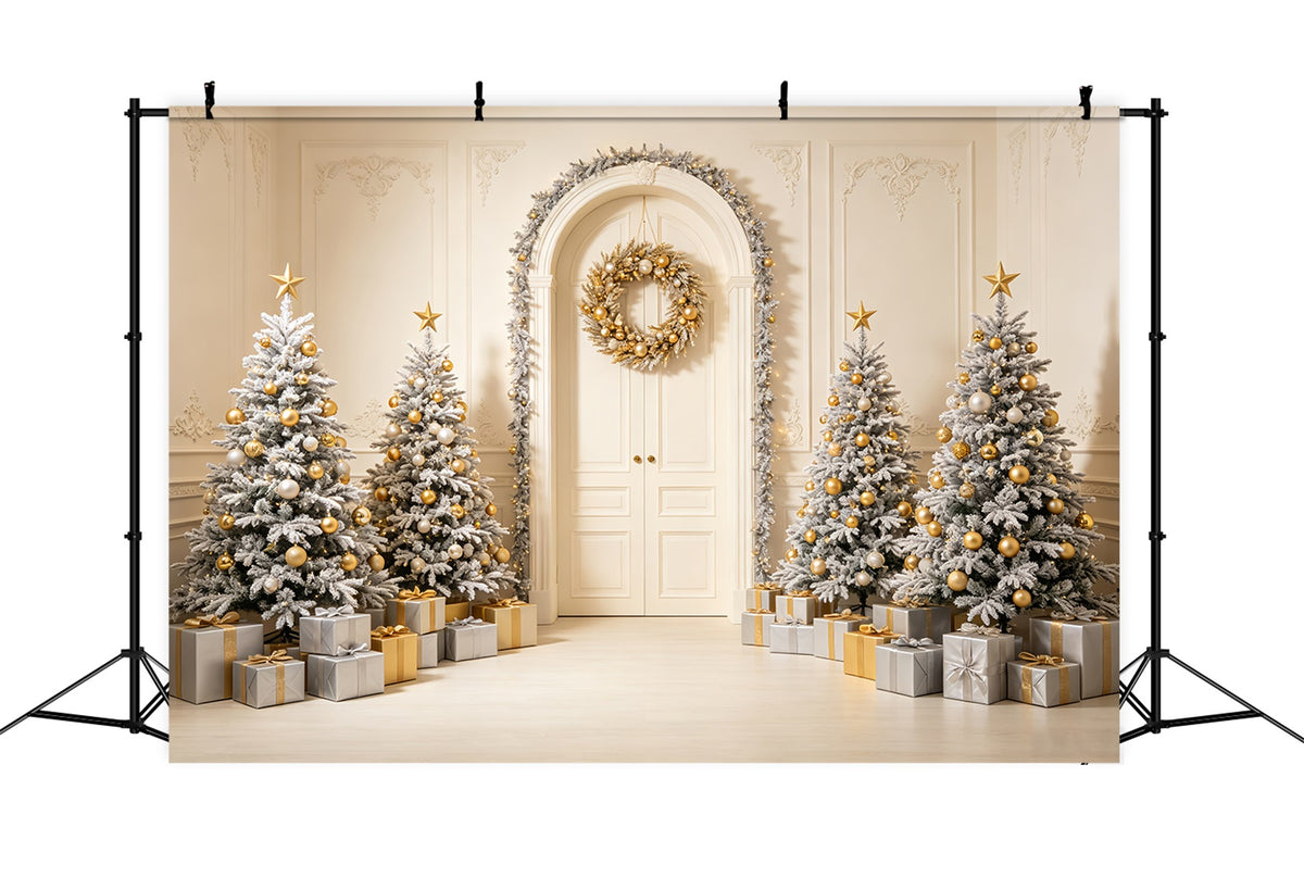 Christmas Card Backdrop White Archway Tree Display Christmas Picture Backdrop CSH69-72