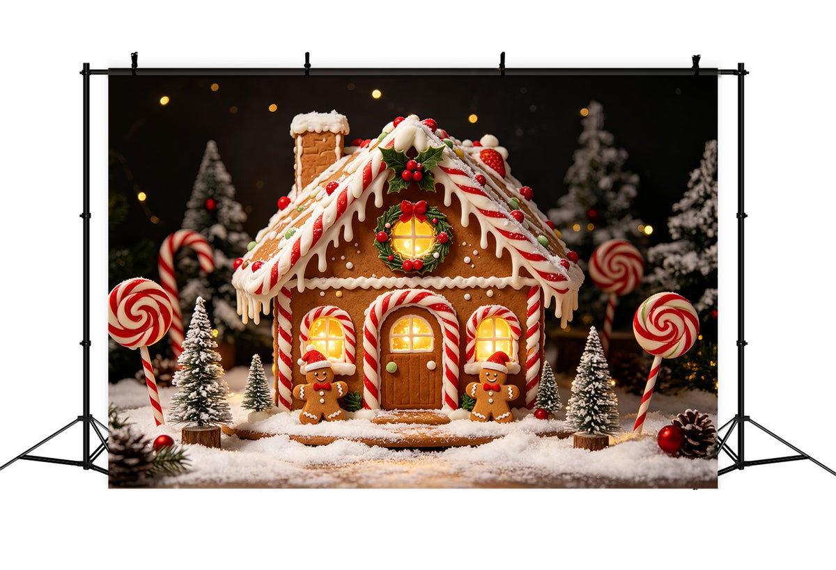 Gingerbread Photo Backdrop Cottage Candy House Gingerbread House Backdrops CSH69-87