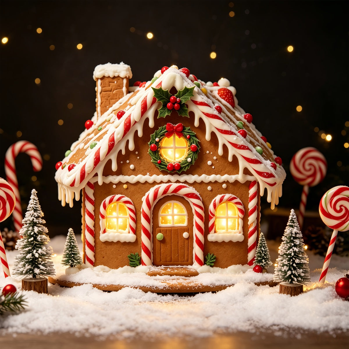 Gingerbread Photo Backdrop Cottage Candy House Gingerbread House Backdrops CSH69-87