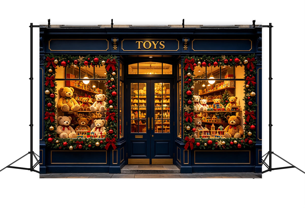 Inside Santa's Workshop Backdrop Toy Shop Teddy Display Santas Workshop Backdrop CSH69-88