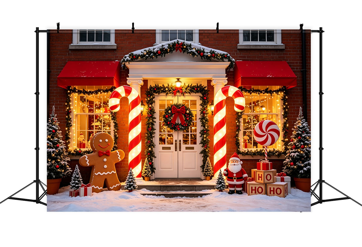 Backdrop For Santa Photos Candy Cane Porch Entrance Santa Photo Backdrops CSH69-91