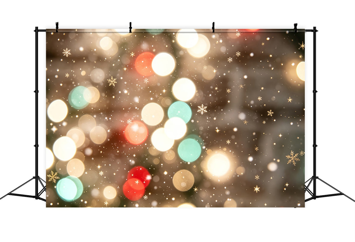 Christmas Lights Backdrop Festive Snowflake Bokeh High Resolution Christmas Photo Backdrop CSH69-94