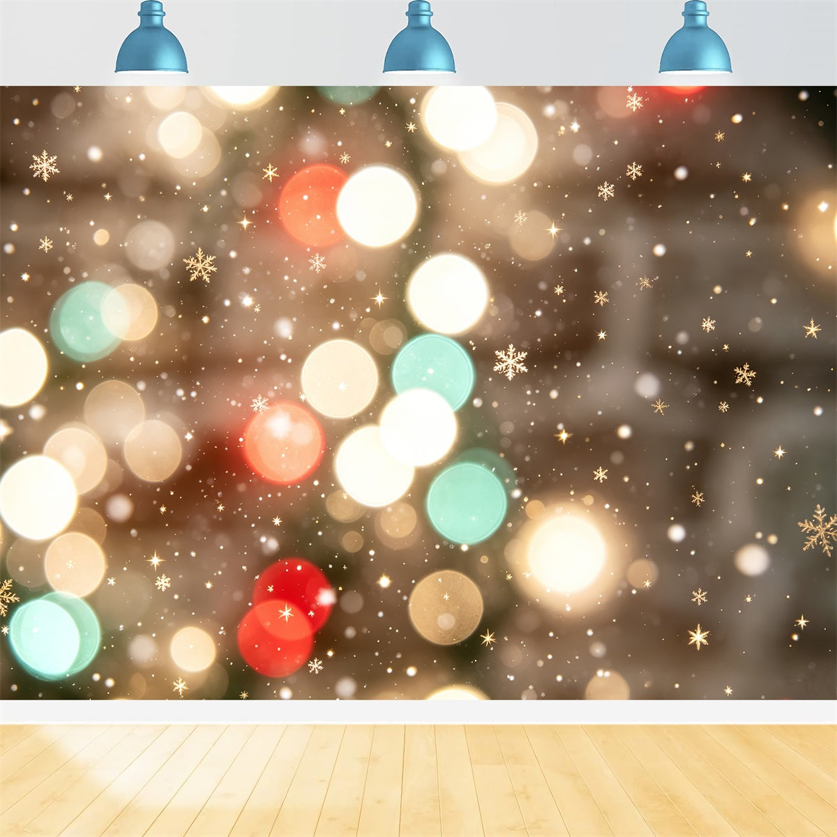 Christmas Lights Backdrop Festive Snowflake Bokeh High Resolution Christmas Photo Backdrop CSH69-94