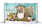 Easter Bunny Eggs Colorful Flowers Backdrop D1053
