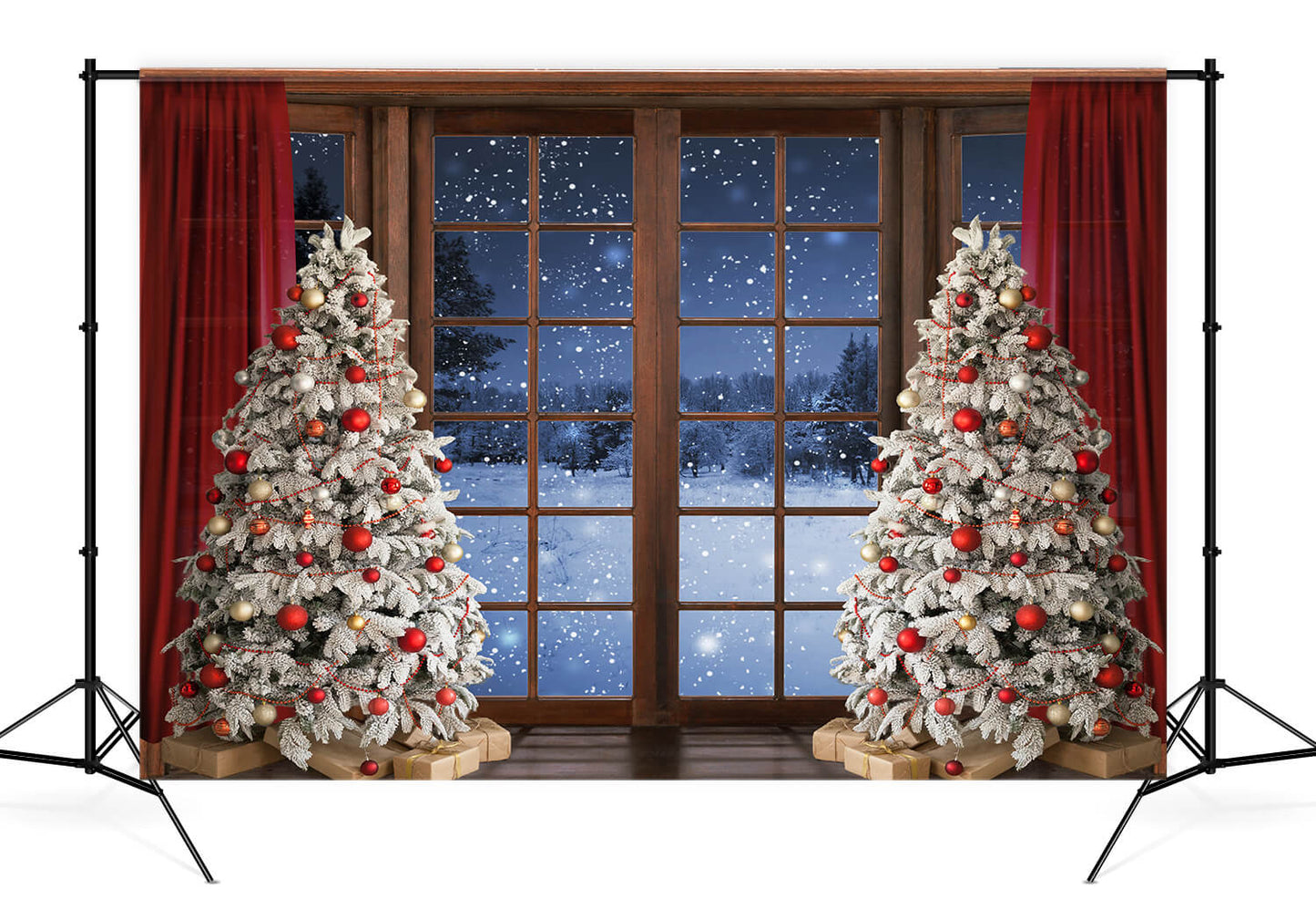 Christmas Winter Snow Window Backdrop for Photography D814
