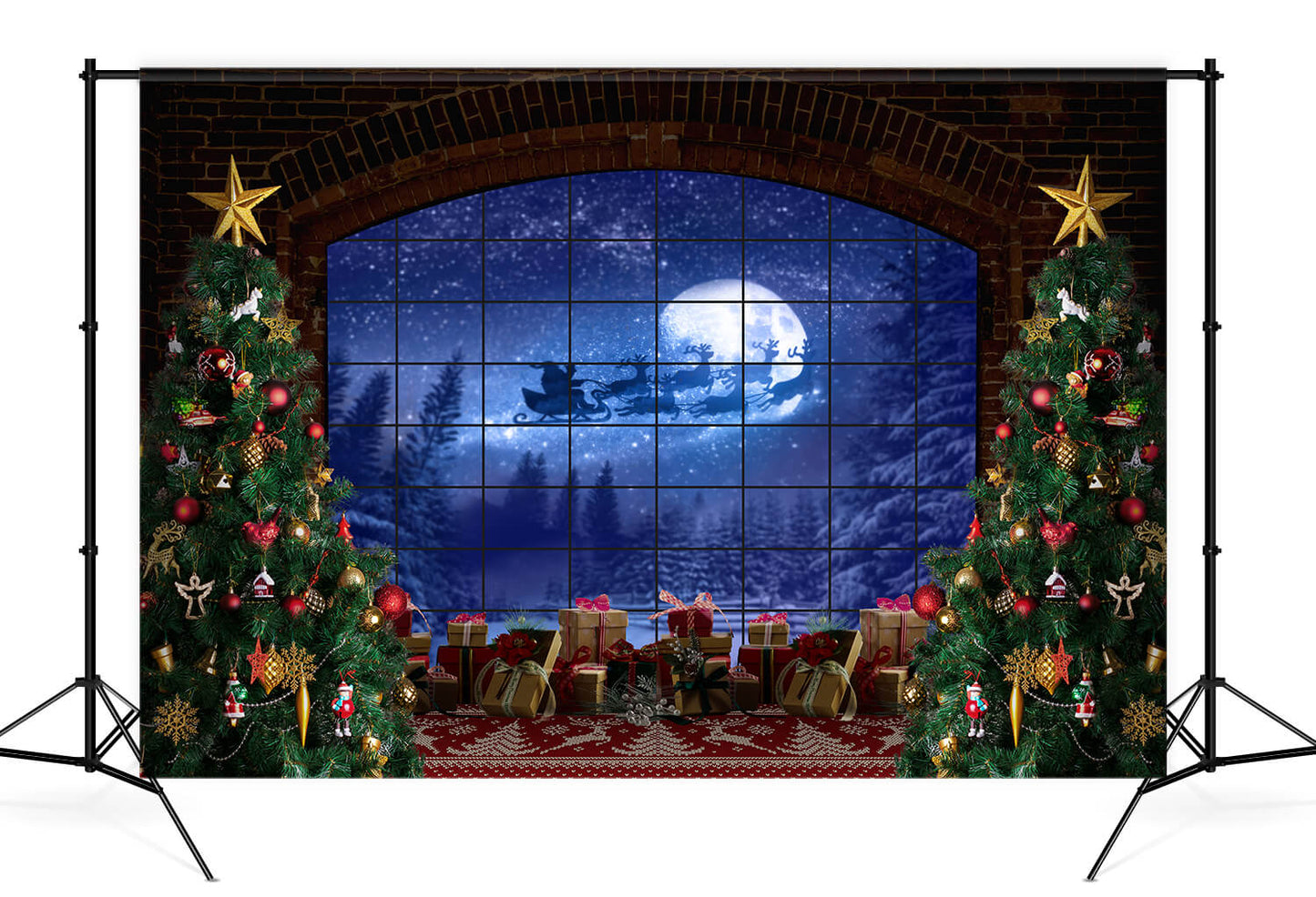 Christmas Tree Window Gifts Photography Backdrop D822