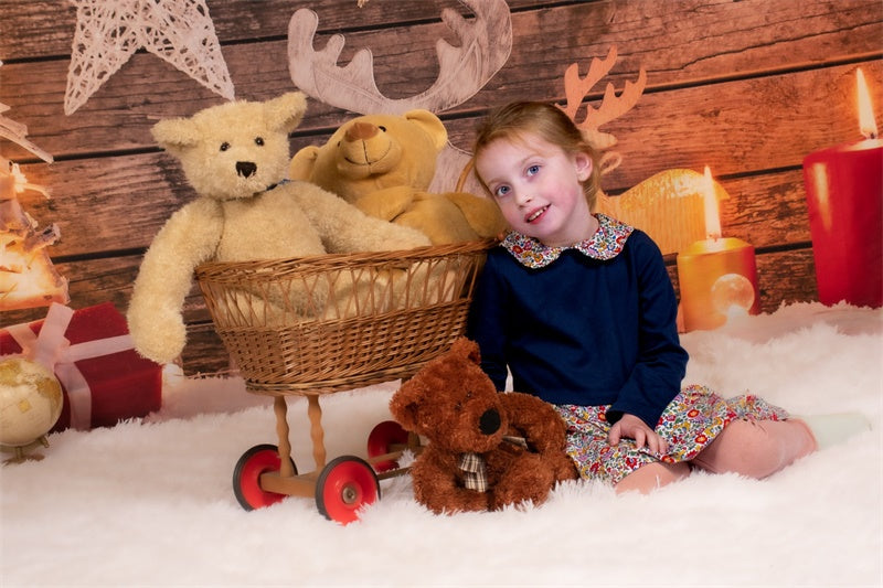 Wood Wall Bright Snow Christmas Photography Backdrop DBD-H19159