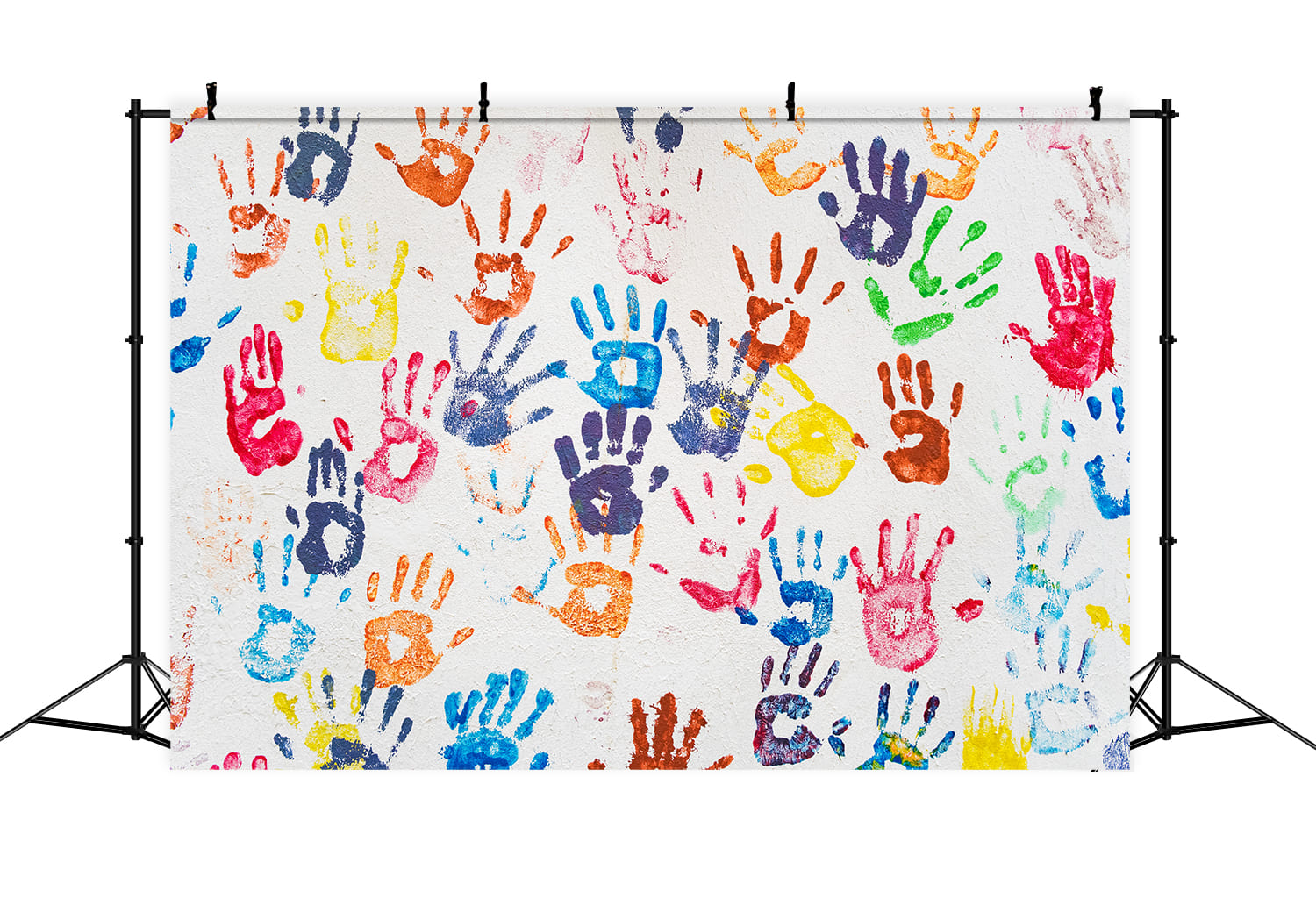Colorful Hand Prints Back to School Backdrop DBD7-43