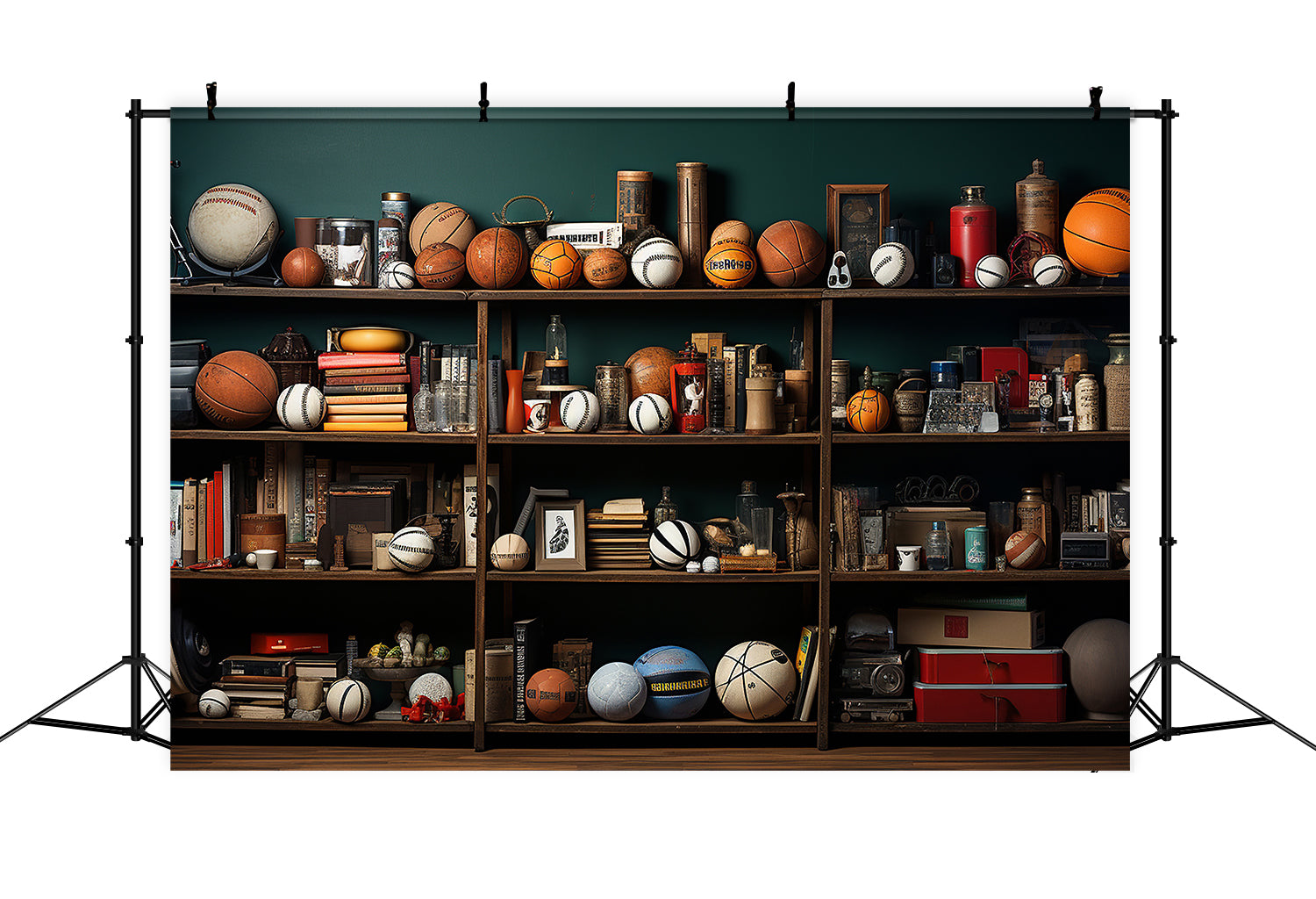 Sports Balls Shelf Back to School Backdrop DBD7-59