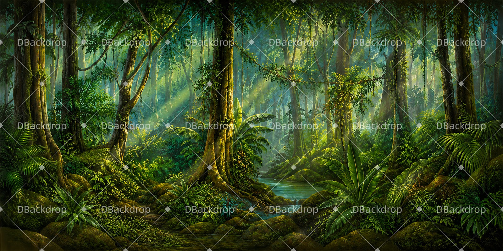 Forest Stage Backdrop African Tropical Jungle Theater Backdrops DLS65-T2