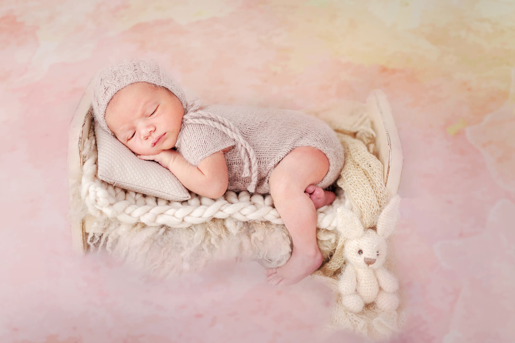 Soft Yellow and Pink Watercolor Backdrop for Photography G24