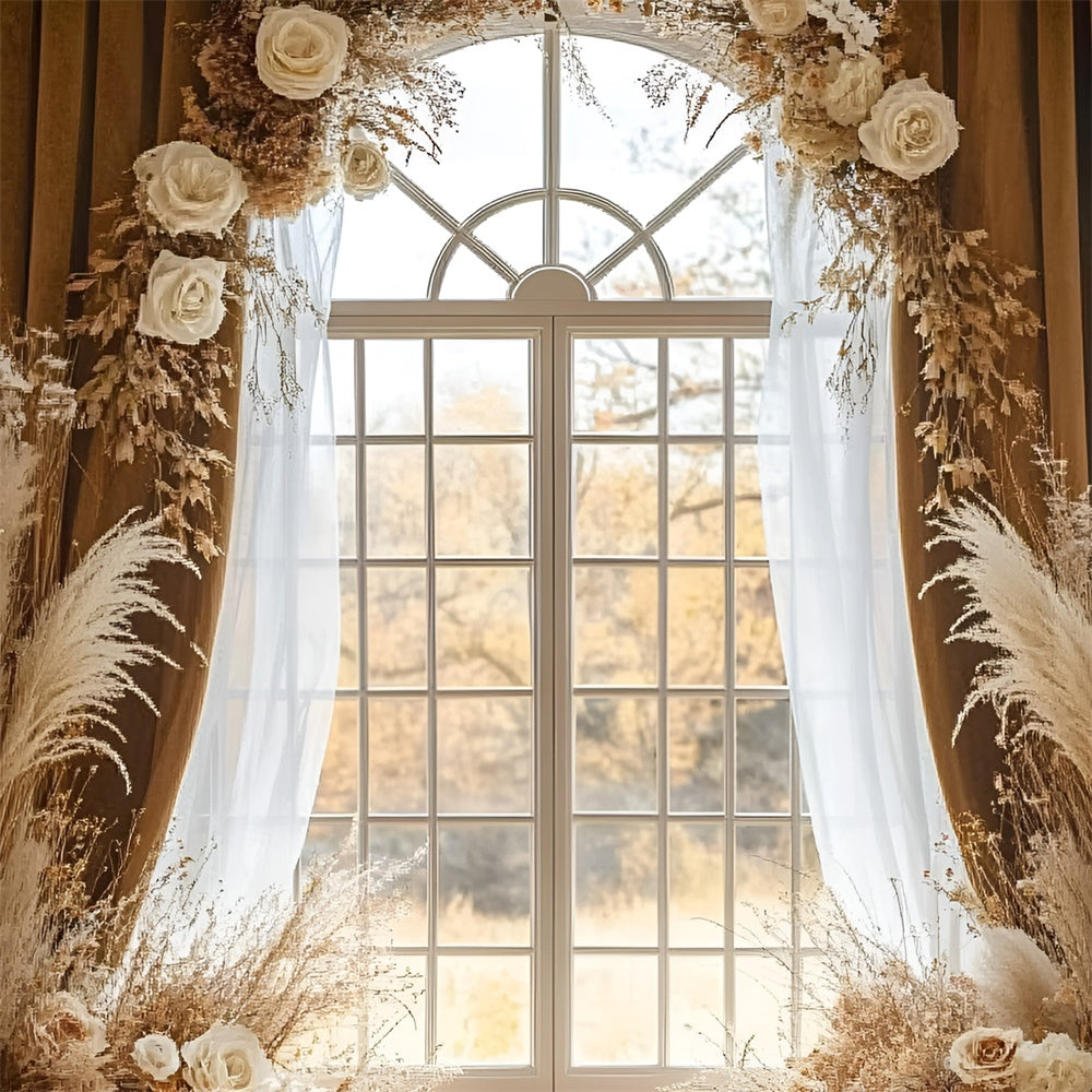 Backdrops For Mothers Day Elegant White Rose Arch Backdrop GQ2-120