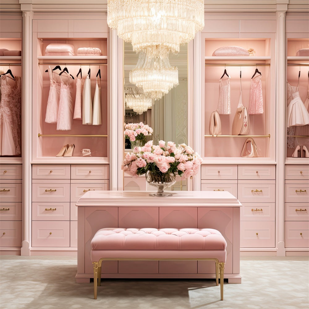 Mothers Day Backdrops Luxurious Pink Wardrobe Floral Backdrop GQ2-138