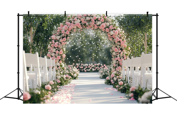 Backdrops For Mother's Day Romantic Pink Rose Archway Backdrop GQ2-187
