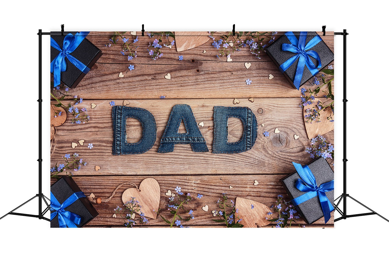 Happy Father's Day Backdrop Denim Flowers Wood Backdrop GQ2-211