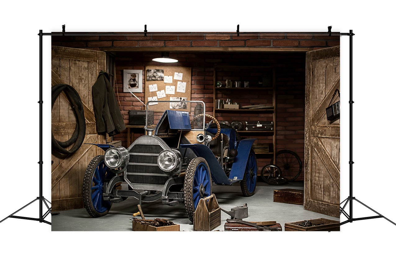 Happy Fathers Day Backdrop Vintage Garage Car Backdrop GQ2-214