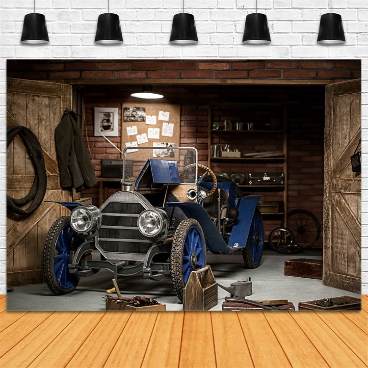 Happy Fathers Day Backdrop Vintage Garage Car Backdrop GQ2-214