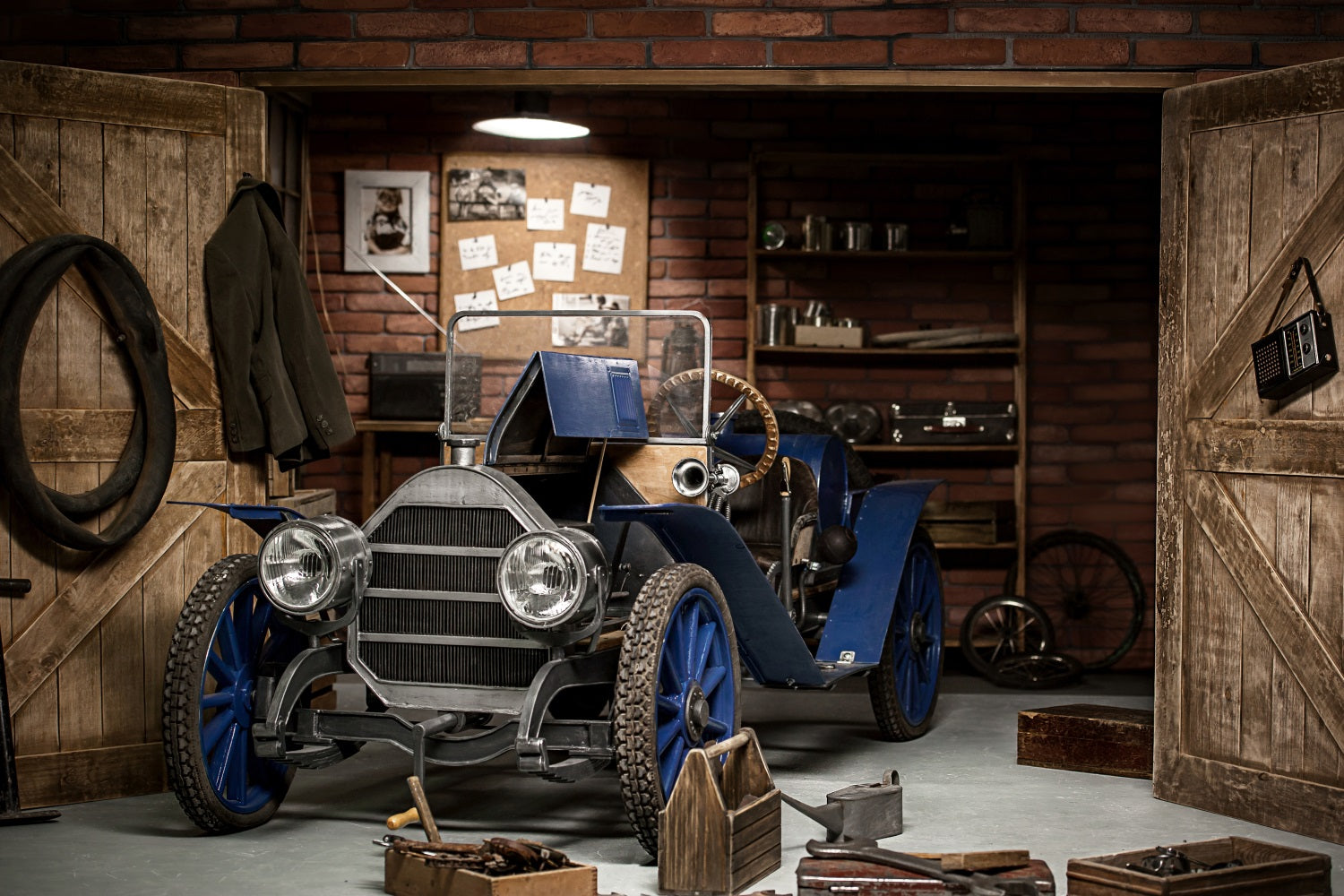 Happy Fathers Day Backdrop Vintage Garage Car Backdrop GQ2-214