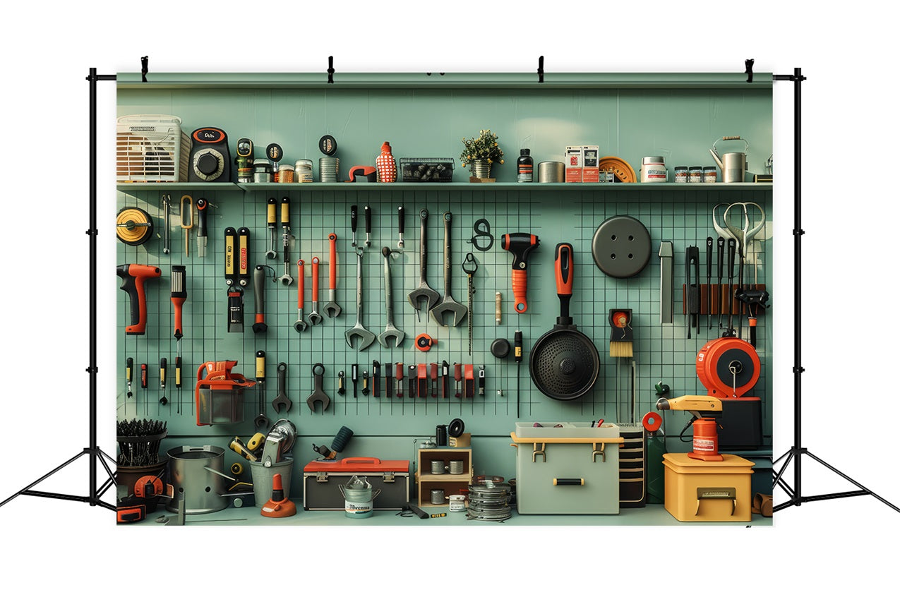 Father's Day Photo Booth Backdrop Workbench Tools Backdrop GQ2-226