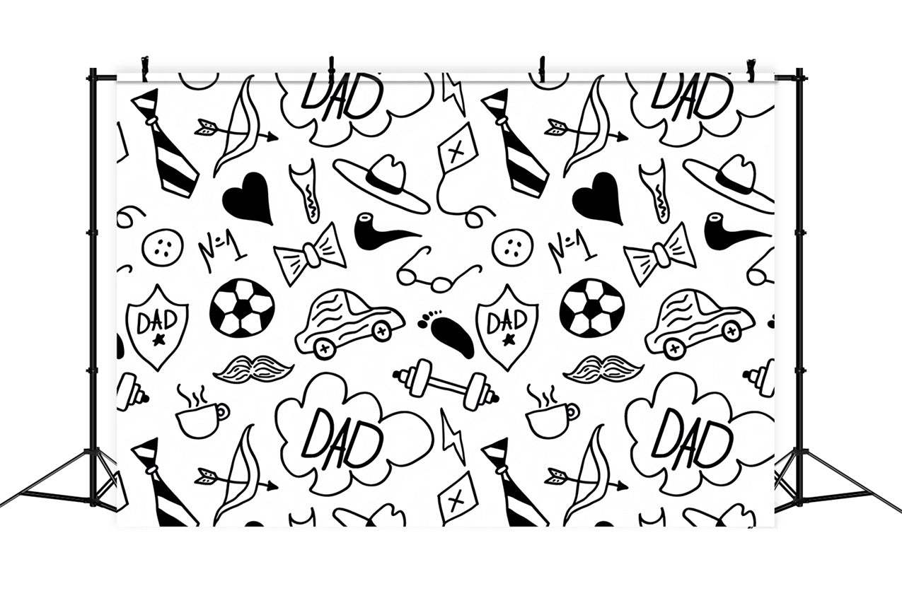Father's Day Photo Backdrop Fun Cartoon Sketch Backdrop GQ2-236