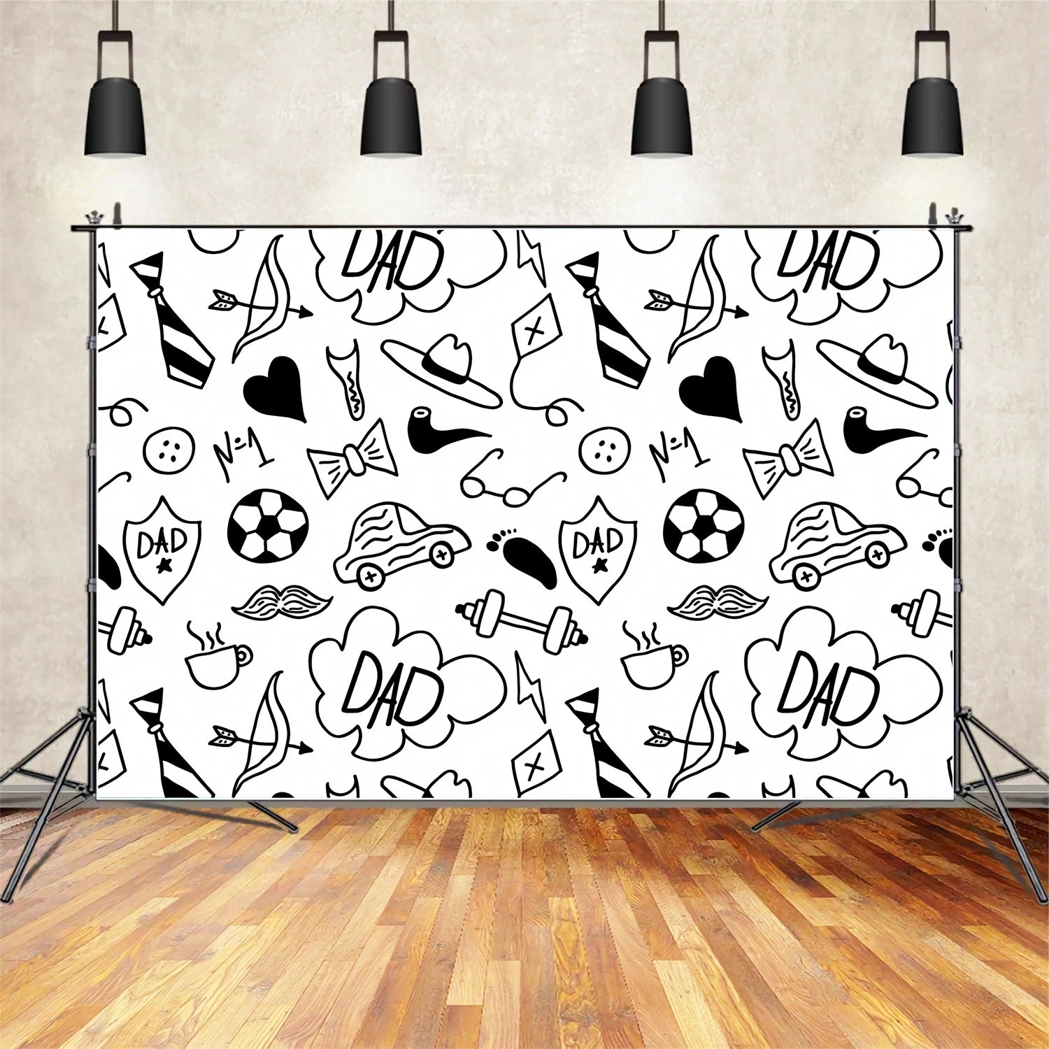 Father's Day Photo Backdrop Fun Cartoon Sketch Backdrop GQ2-236
